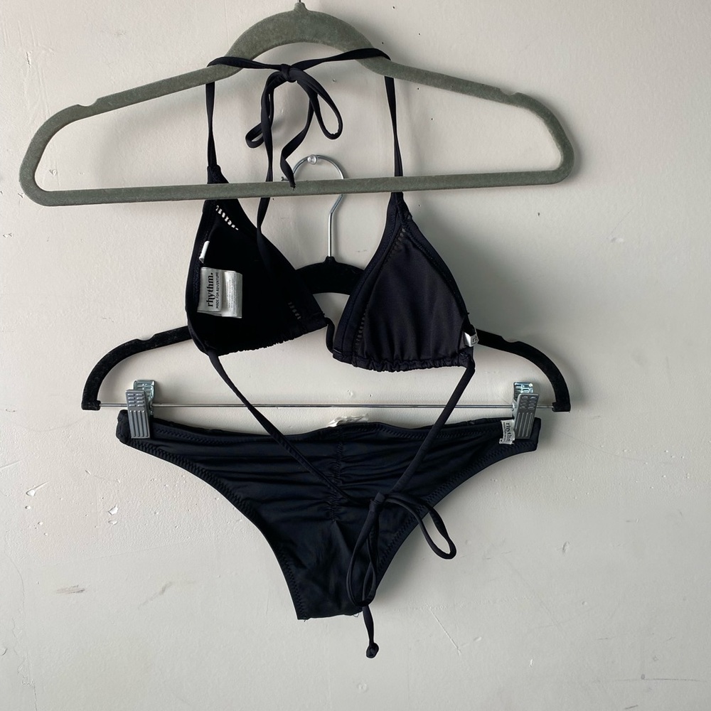 Rhythm Black String Bikini Set Small Triangle Top… - image 4